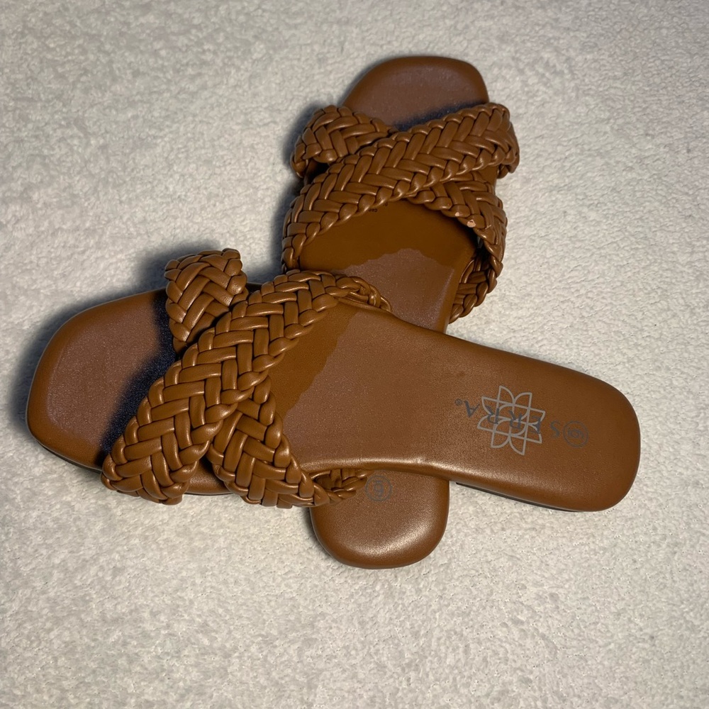 Women's Braided Slide Sandals - Brown